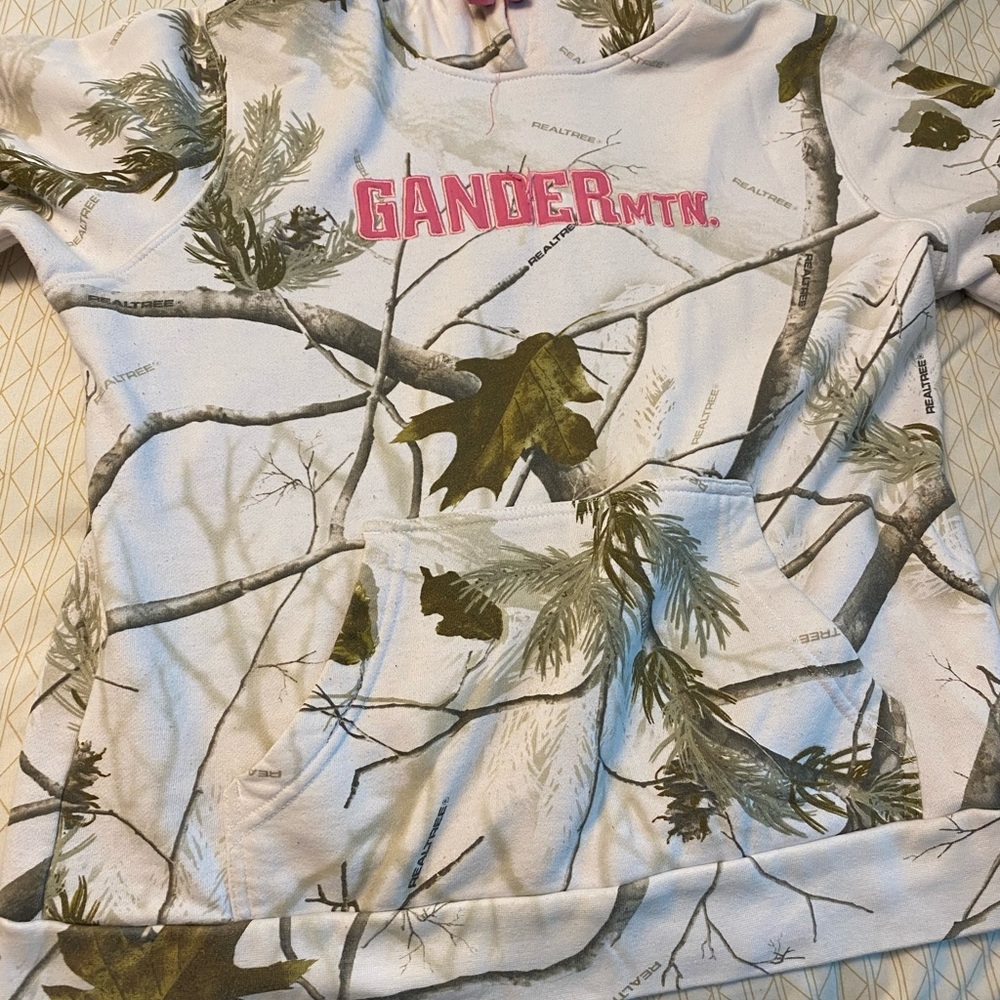 white & pink camo sweatshirt